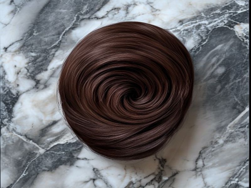 Aerial view of the toupee showing the natural swirl